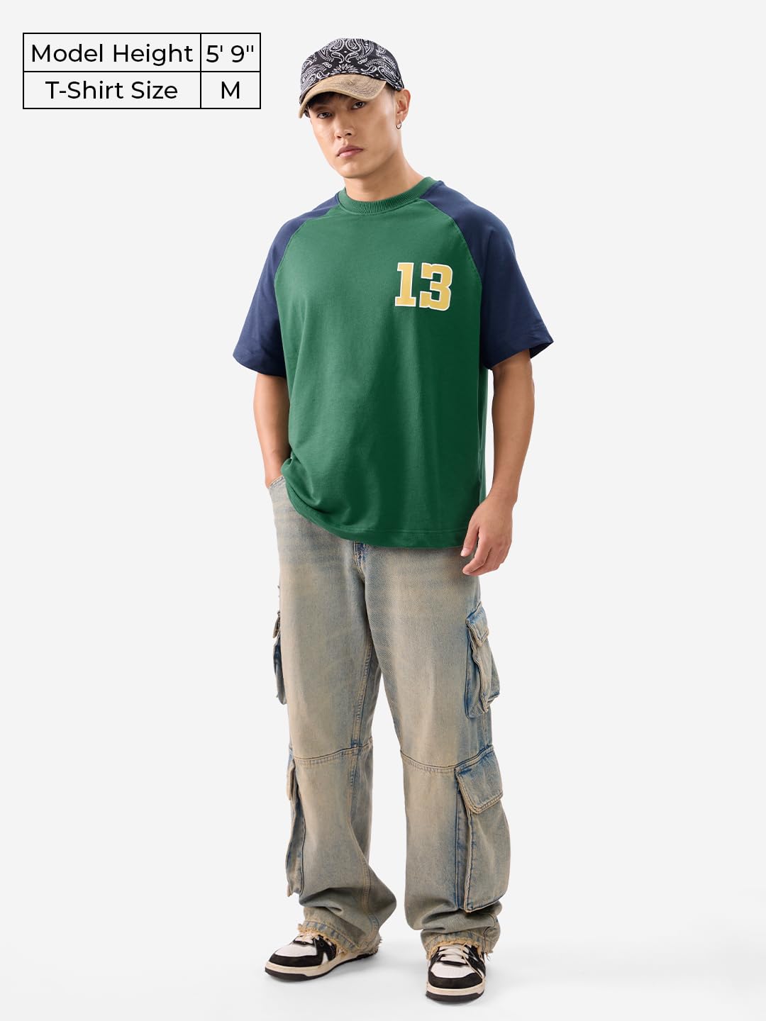 The Souled Store Canton Men and Boys Short Sleeves Round Neck Green and Blue Graphic Printed Cotton Oversized T-Shirts