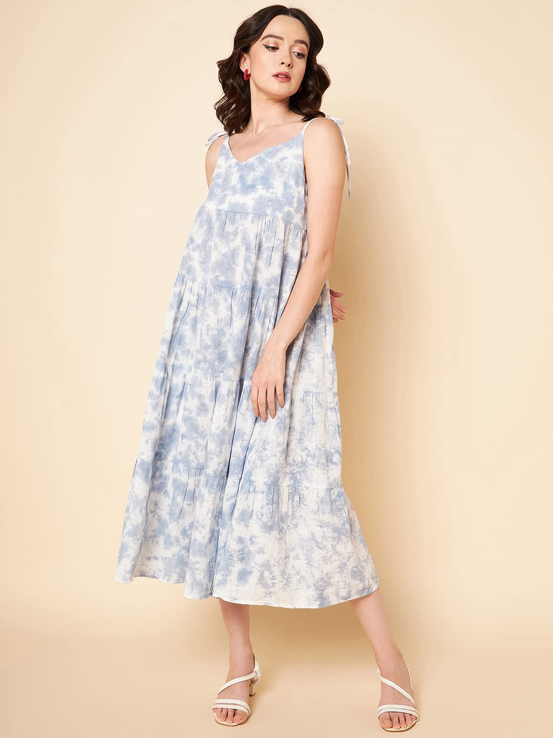 High Star Women'S Cotton A-Line Maxi Dresses (Hswdrs23008_Bl_Blue_M)
