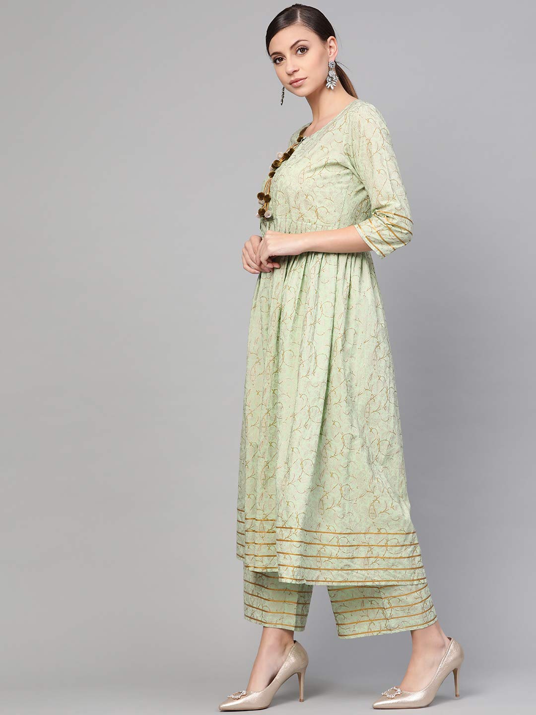 idaLia Women's Cotton Floral Regular Kurti