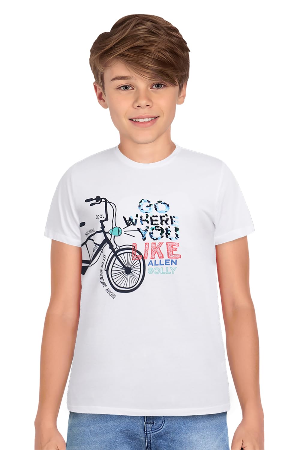Allen Solly Boys Regular Fit Printed Casual Cotton Half Sleeve T-Shirt