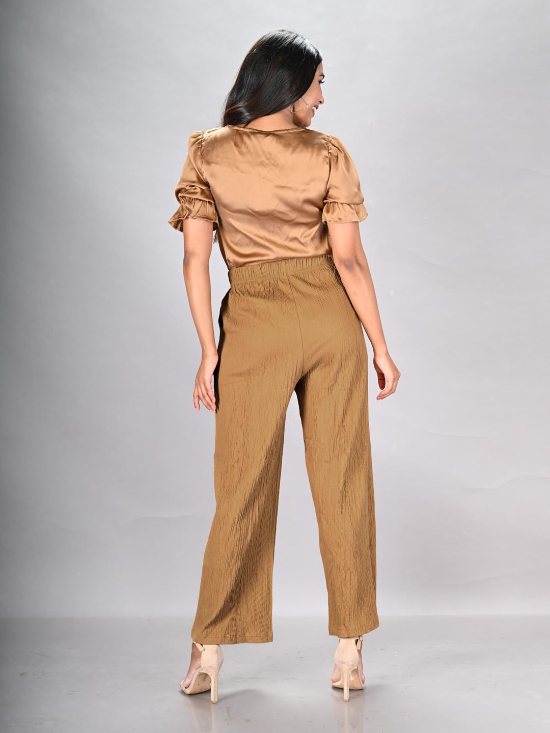 Lyra Ankle Length Crushed Palazzo For Women