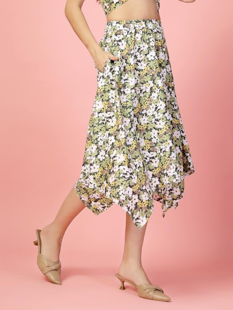 OOMPH! Long Skirts for Women Green - msk189