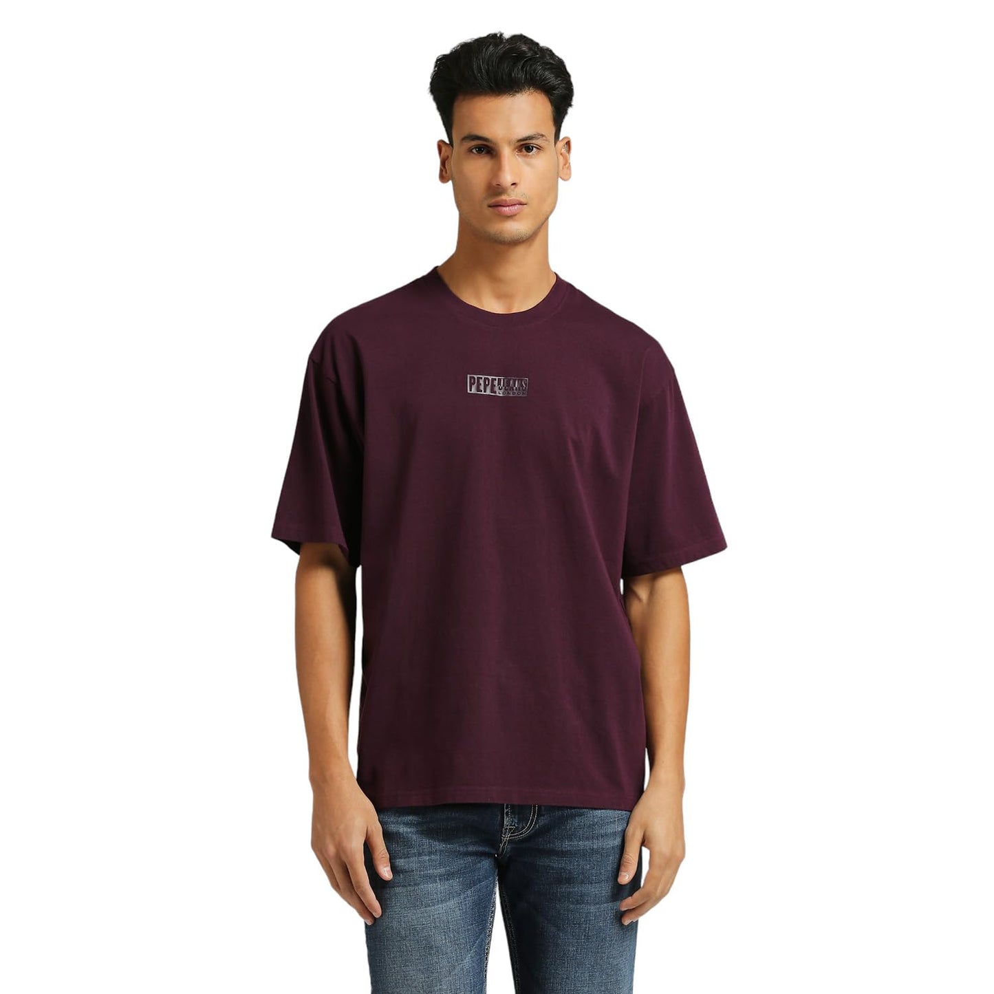 Pepe Jeans Wayne High Density Printed Oversized Tee Purple