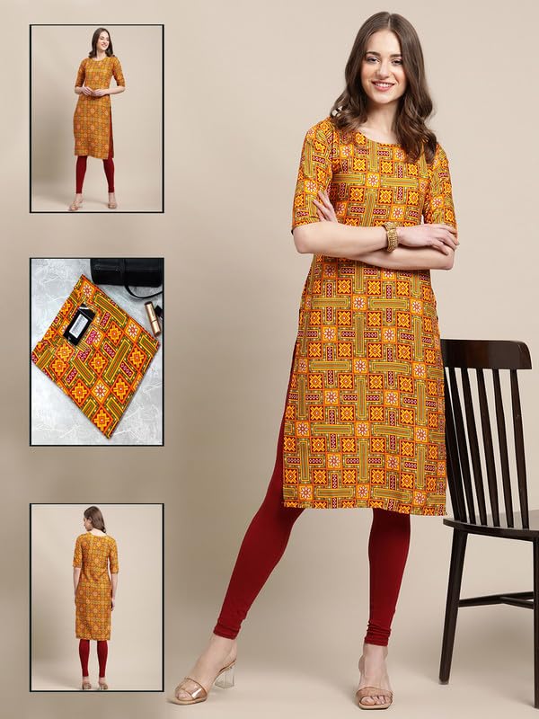 Pinkmint Printed Kurti for Womens ll Straight Kurtis for Womens ll Stylished Kurti (Pack of 6)