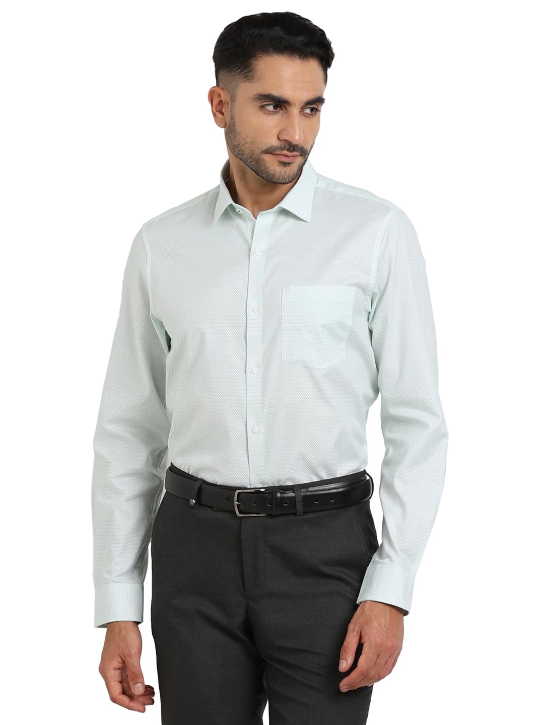 Turtle Men 100% Cotton Aqua Printed Slim Fit Full Sleeve Formal Shirt