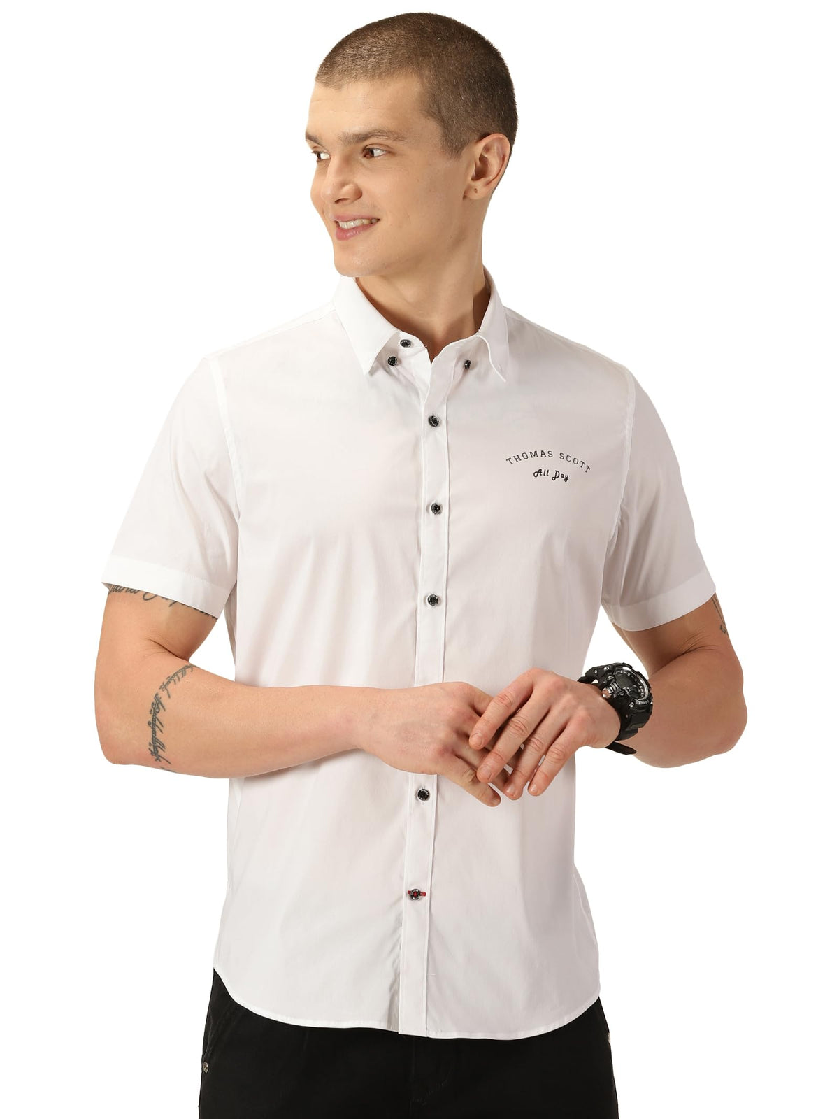 Thomas Scott Classic Slim Fit Button-Down Collar Casual Shirt White