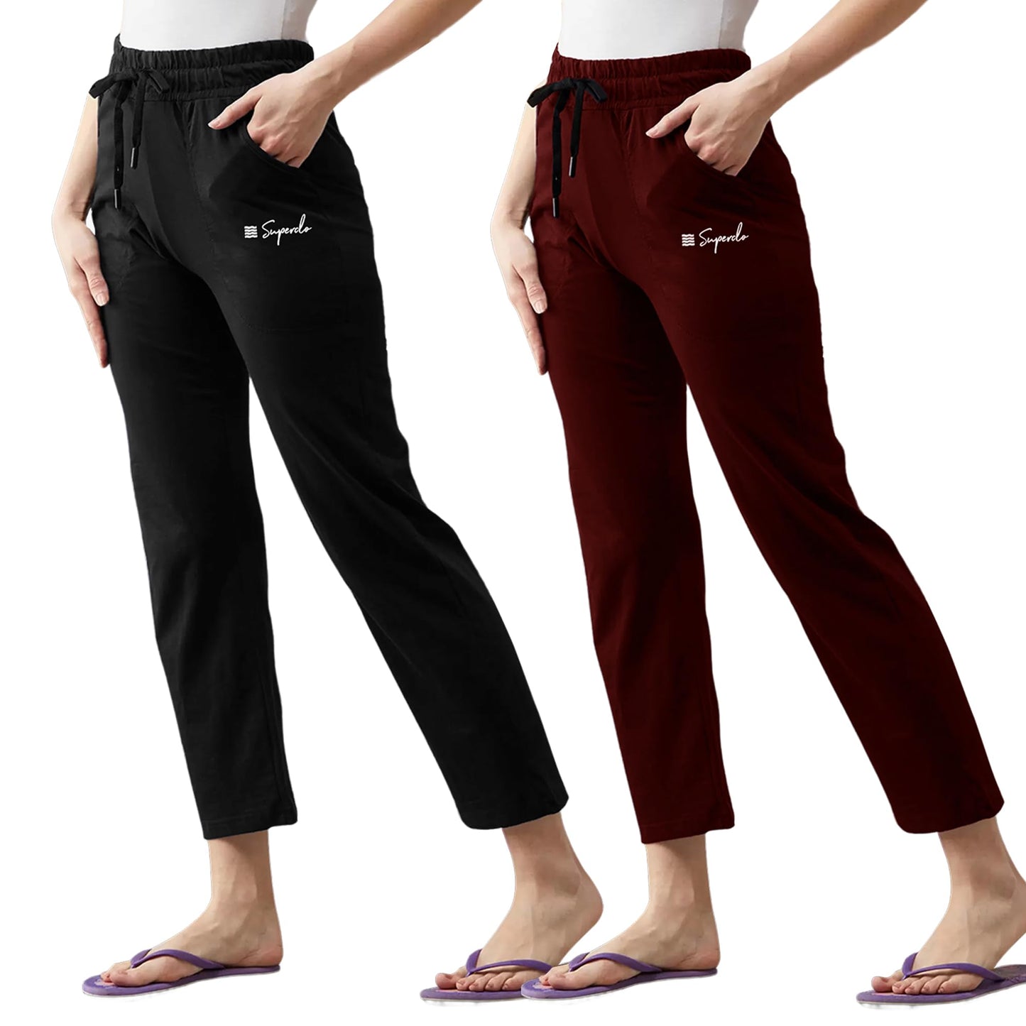 Pinkmint Cotton Style Pyjamas for Women Combo l Stylish Side 2 Pockets l Gym Wear l Comfortable Track Pant