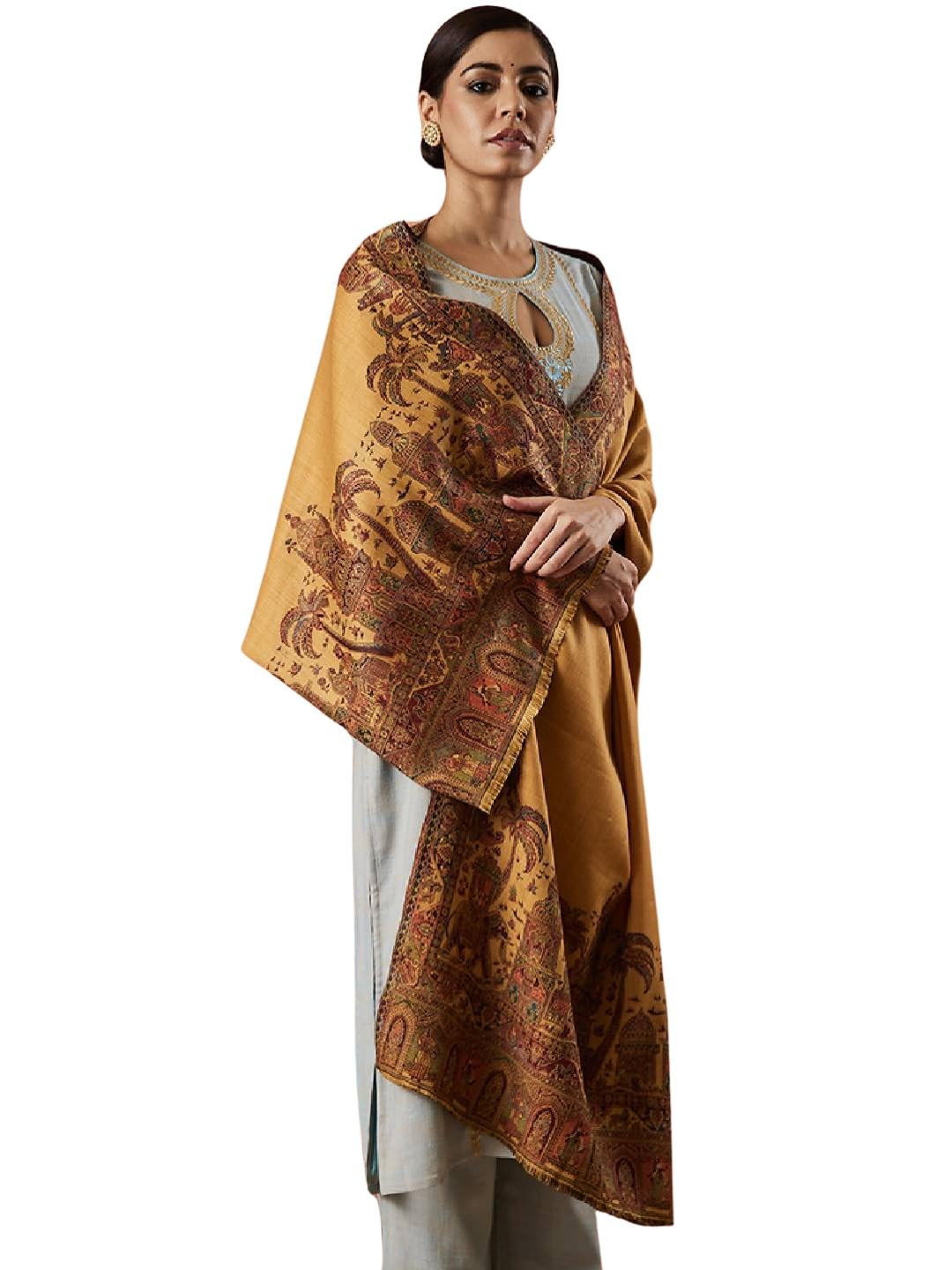 Pashmoda Women Gulzaar Kashmiri Jamawar Woven Shawl (Size: 101X203 CM)