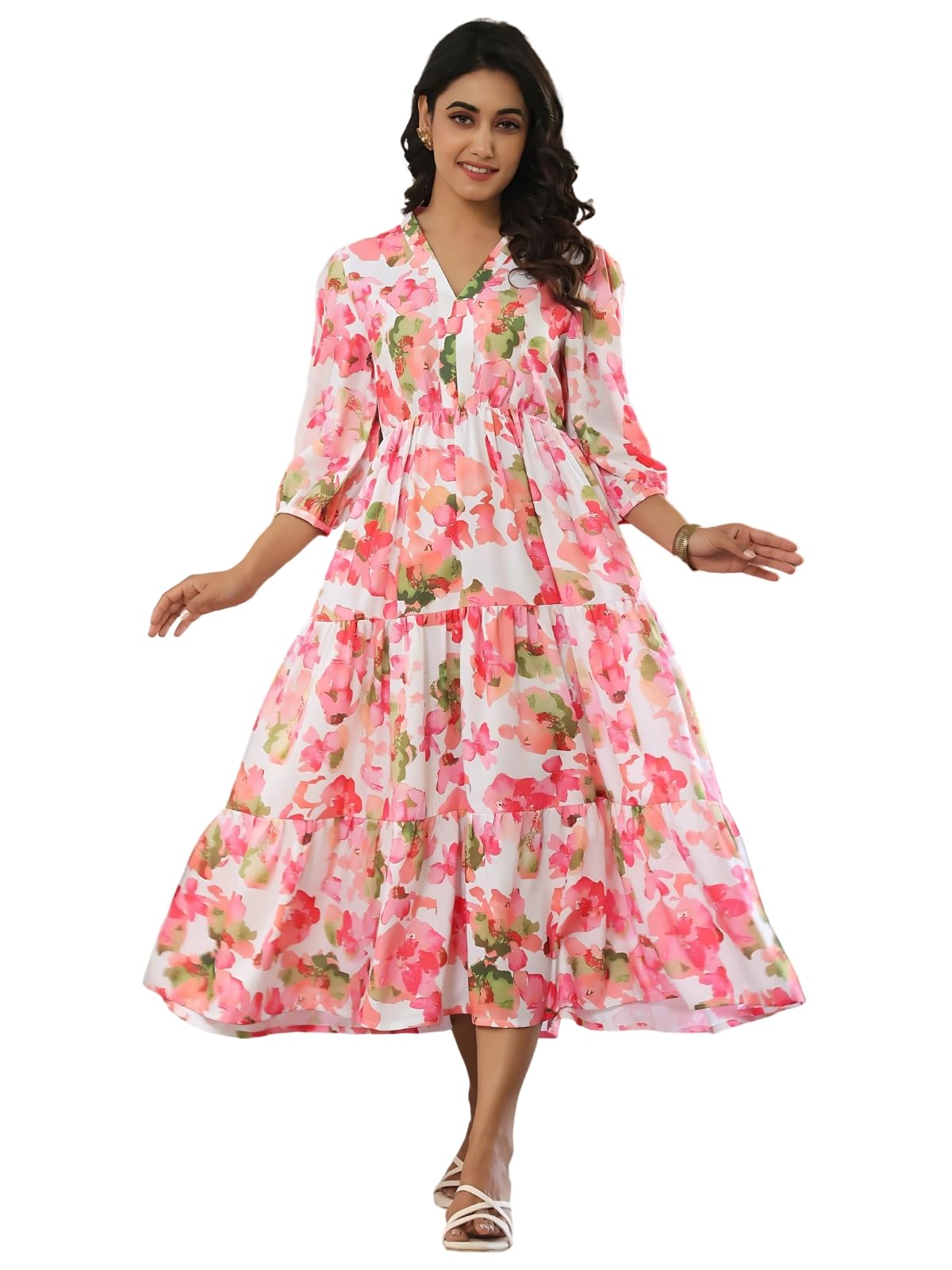 Leriya Fashion WomenS Rayon Casual Below The Knee Western Dress (Lf-W.Dress-Wd1317_Light Pink