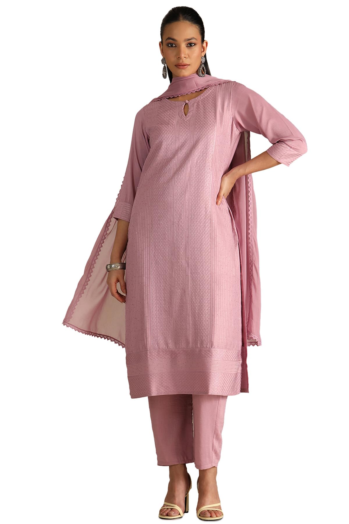 Soch Womens Art Silk Chudidar Set (EWS5CD21988_Onion Pink