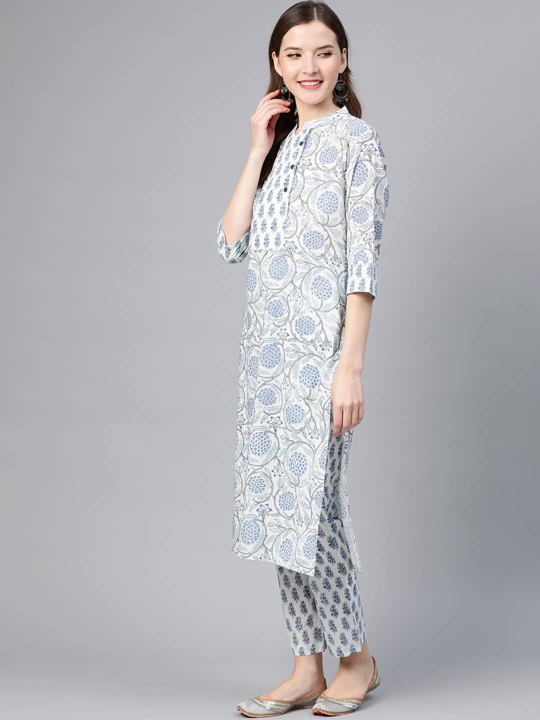 Idalia Printed Blue Kurta Set With Printed Pants