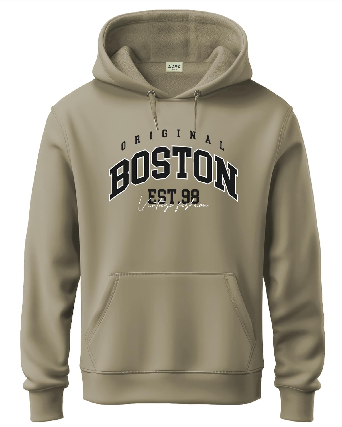 ADRO Mens Cotton Neck Hooded Sweatshirt (H24-BOST-BE_Beige