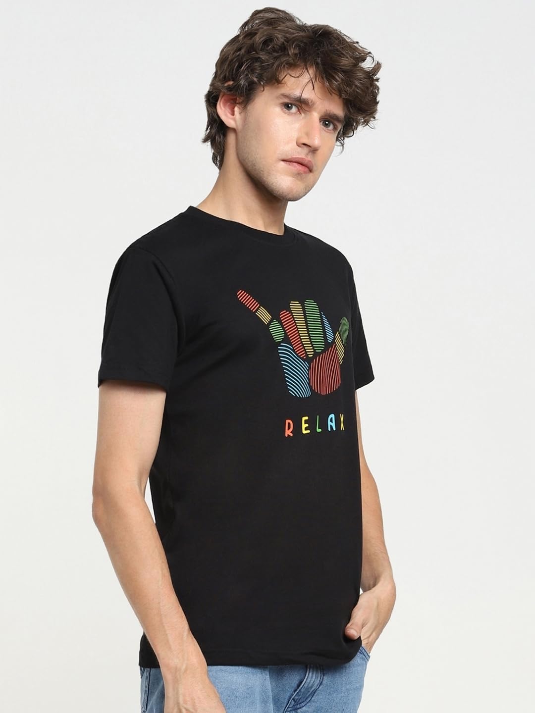 Bewakoof Mens Graphic Print Regular Fit Half Sleeve Round Neck Cotton T-Shirt