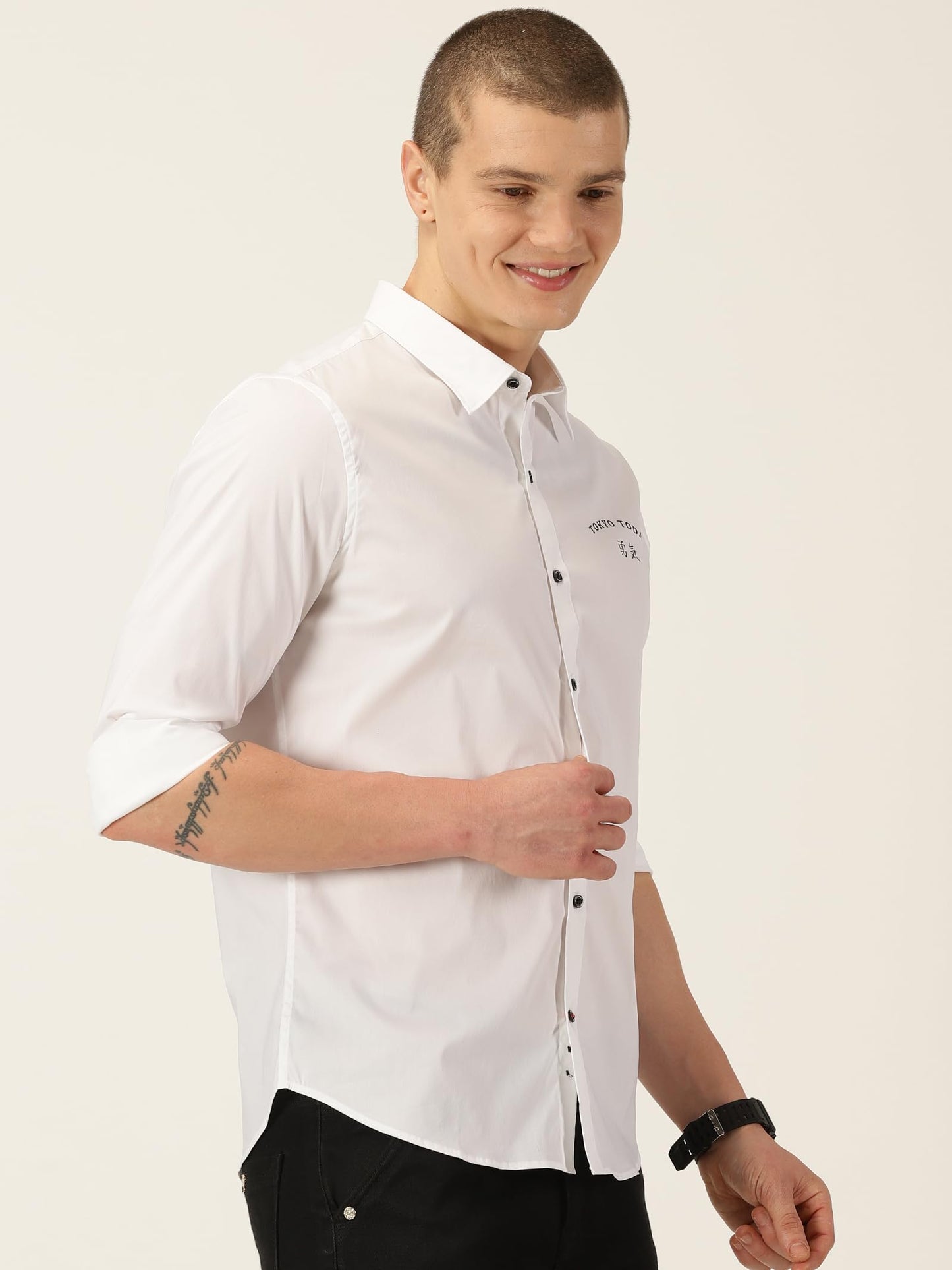 Thomas Scott Tokyo Today Classic Slim Fit Spread Collar Casual Shirt White