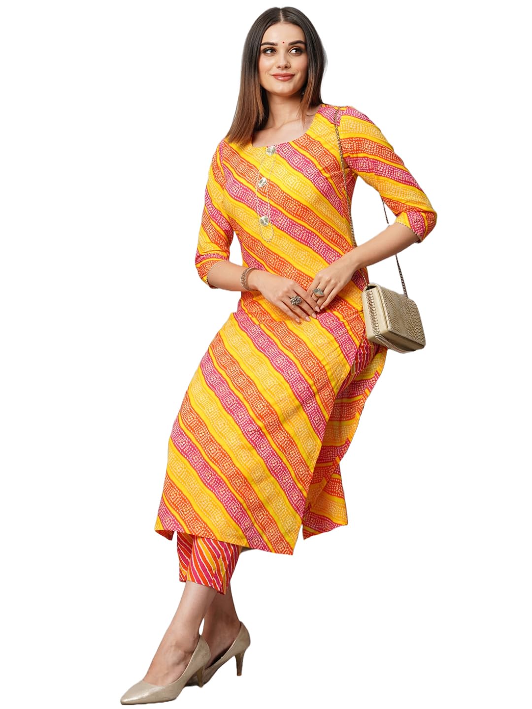 ANNI DESIGNER Womens Cotton Blend Floral Straight Kurta with Pant (Sumali Red-NW Medium)