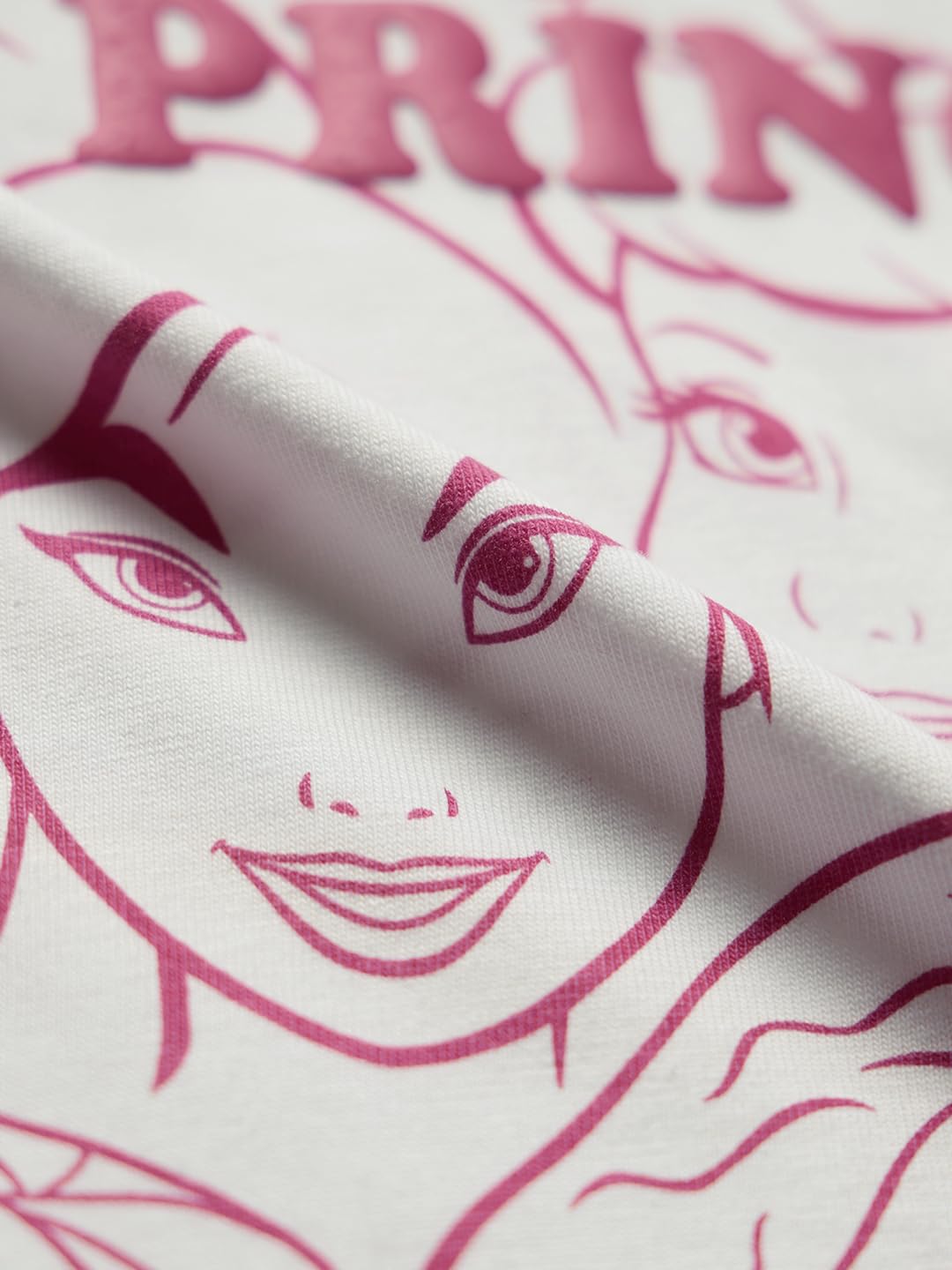 The Souled Store Official Disney: Puff Princess Girls Short Sleeve Round Neck Grey and Pink Graphic Printed Cotton Oversized T-S