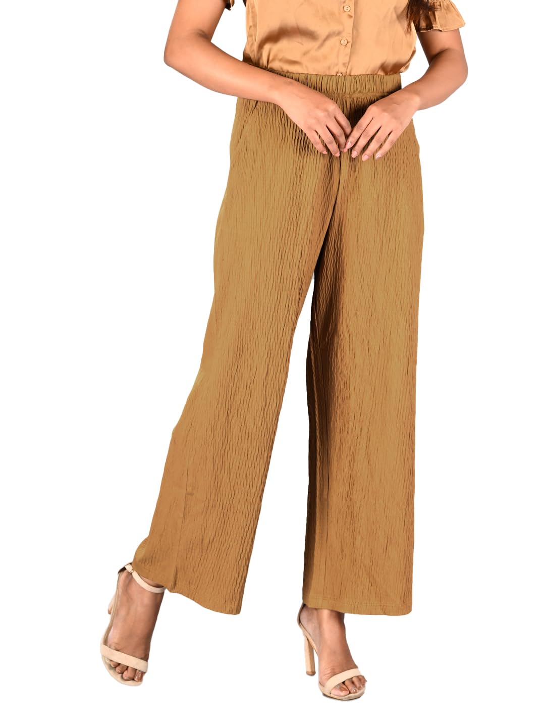 Lyra Ankle Length Crushed Palazzo For Women