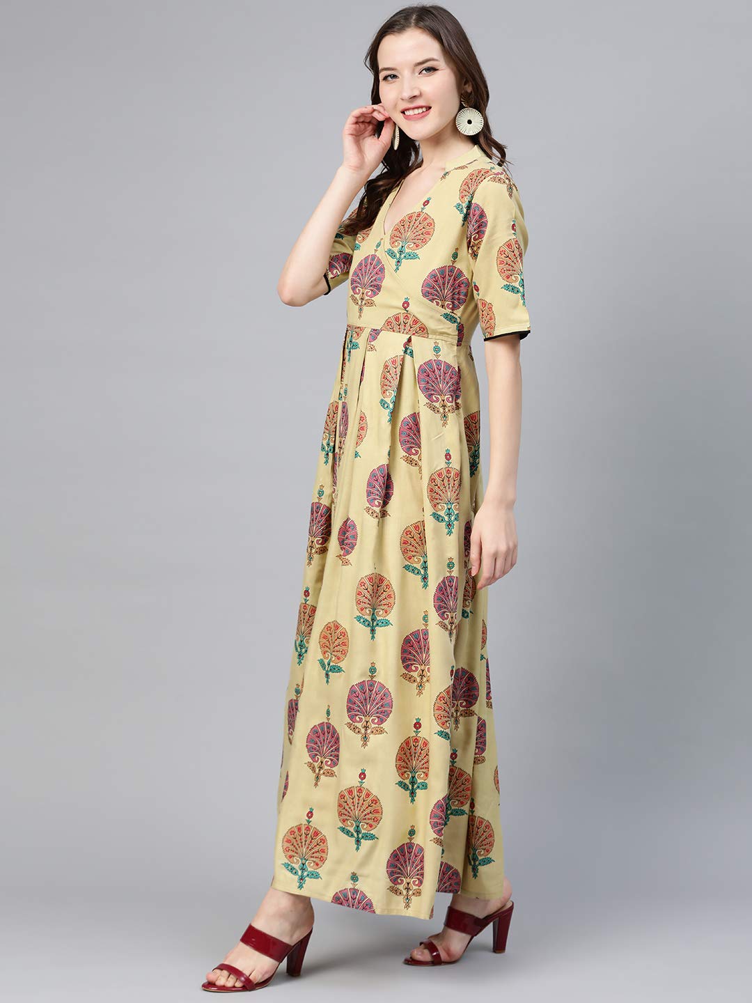 Idalia Camel Multicolour Boota Dress