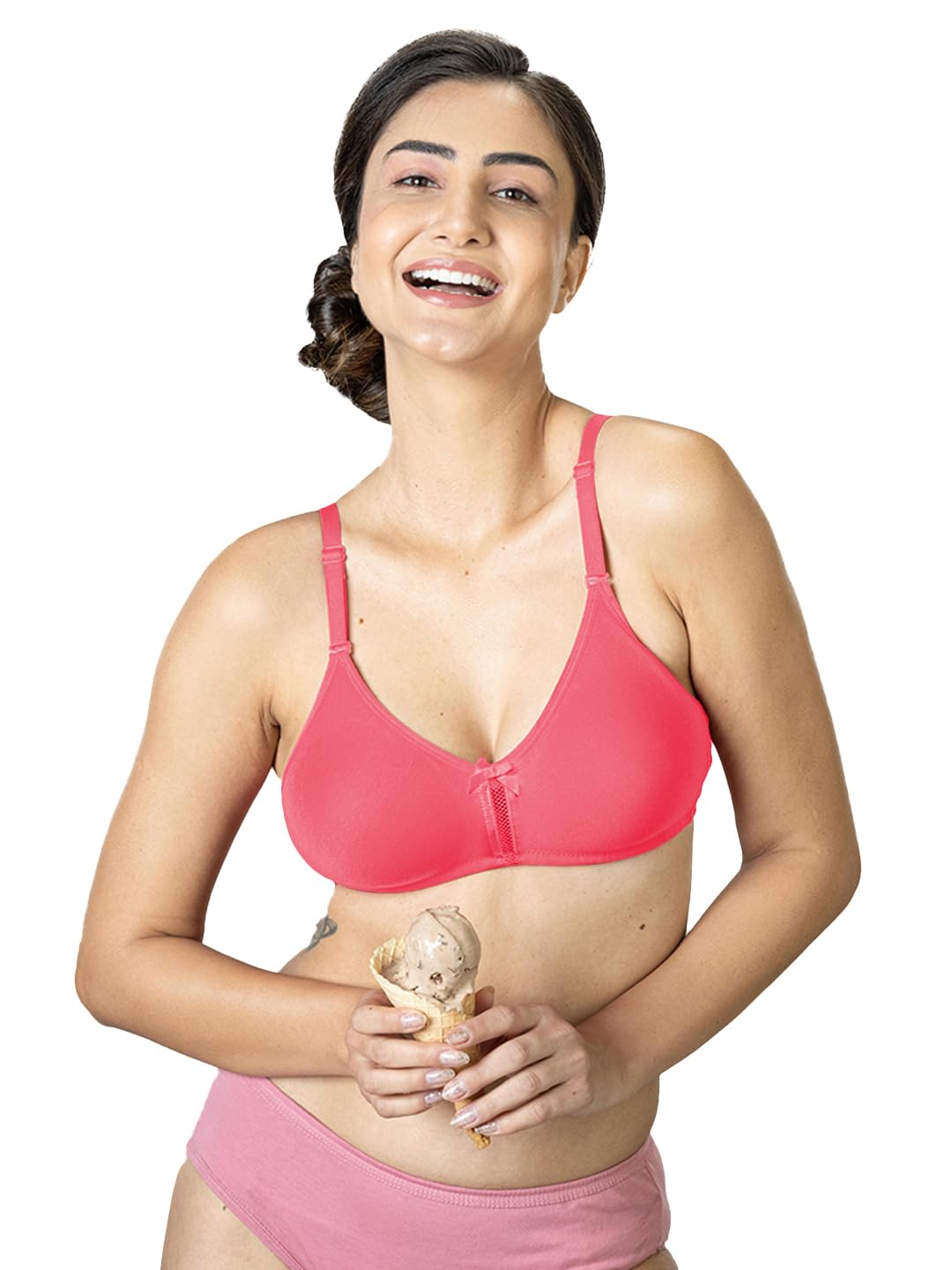Lyra WomenS Cotton Non Padded Wire Free Seamless Bra Peachblossom