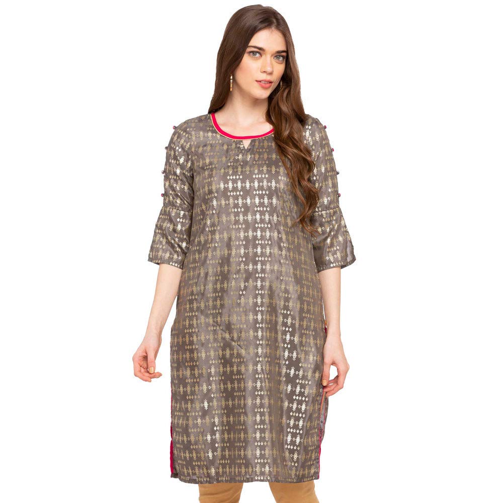 Aurelia WomenS Synthetic Regular Kurta (19Fea10424-100277_Grey_Large)