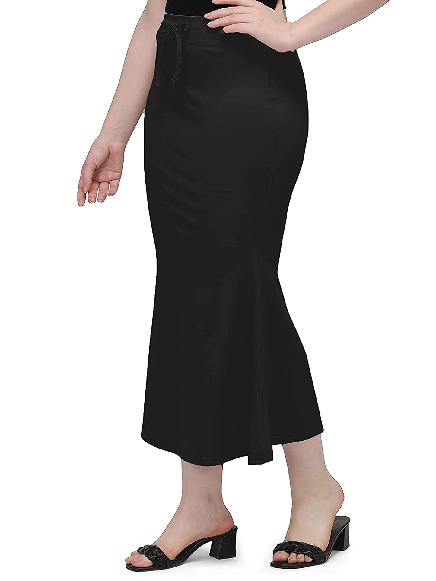 Elliti Black Color Lycra Blended Saree Shapewear Petticoat For Women | Shapers For Women'S Sarees | Full Elastic | Full Leg Cove