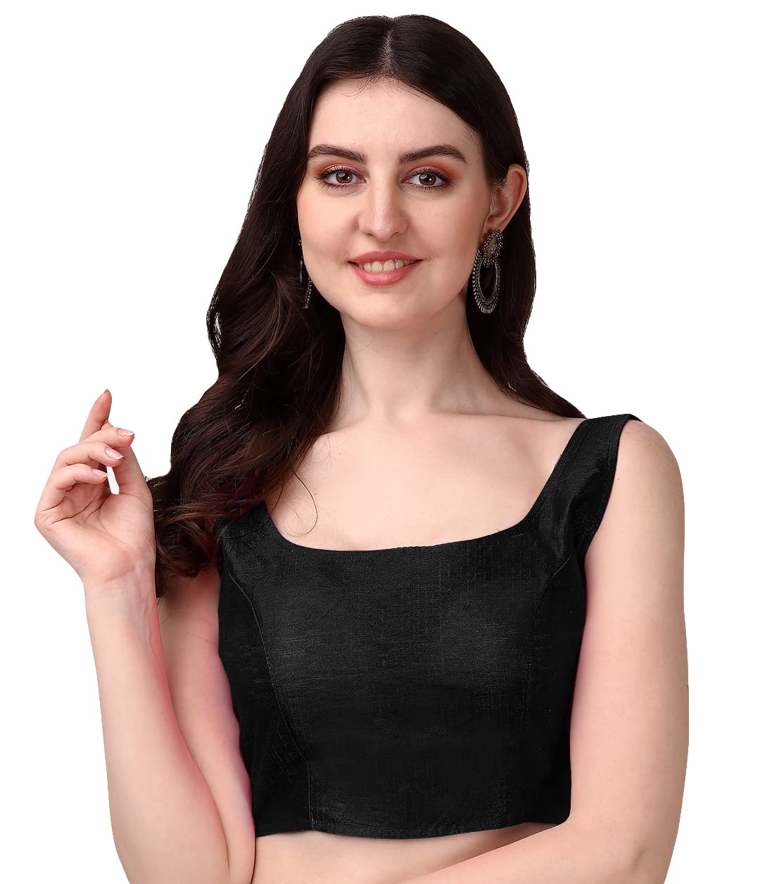 Vihu Fashion plain sleeveless pattern readymade blouse U neck choli