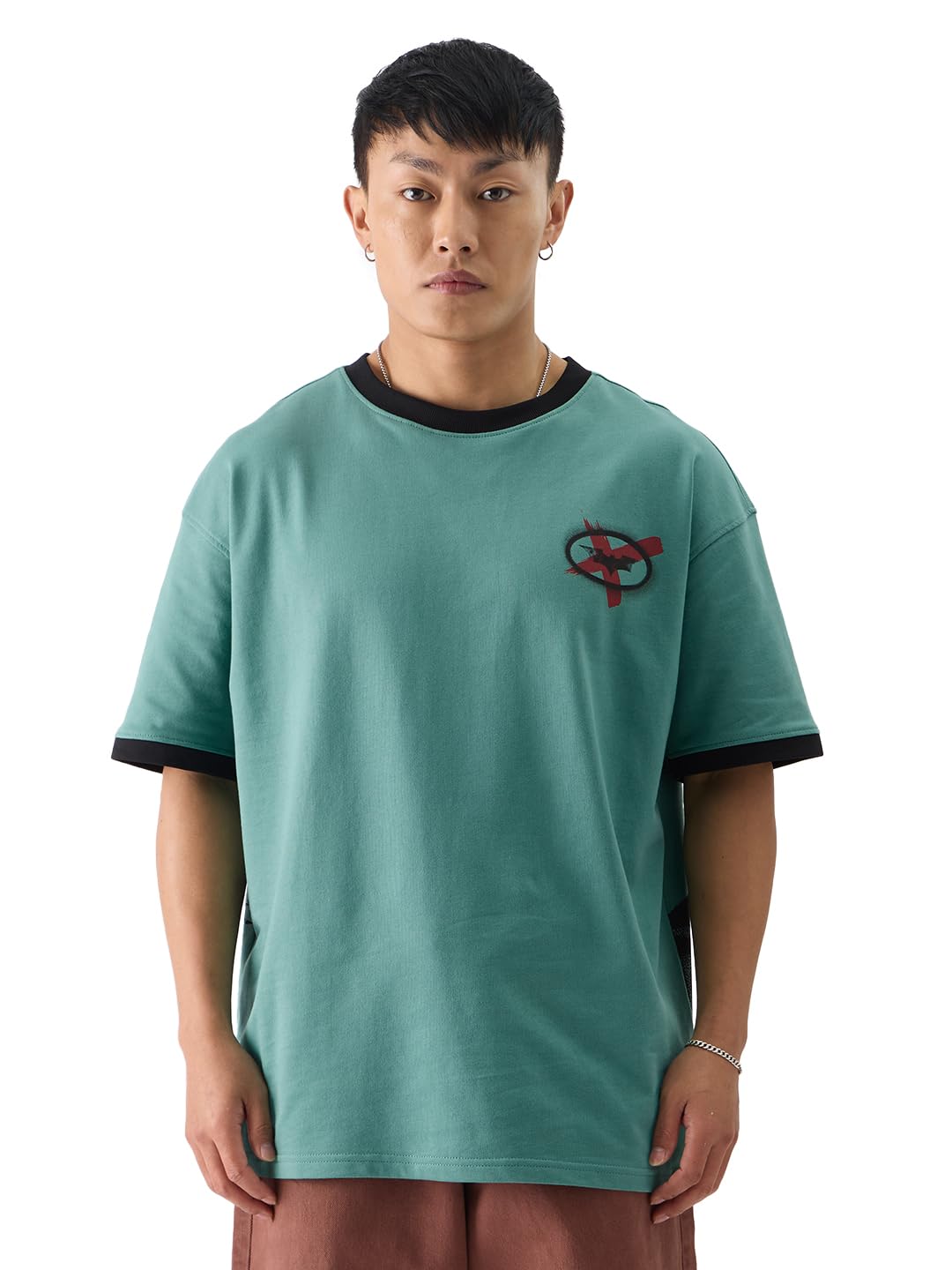 The Souled Store Official Batman: Die a Hero Men and Boys Short Sleeve Round Neck Blue Graphic Printed Cotton Oversized Fit T-Sh