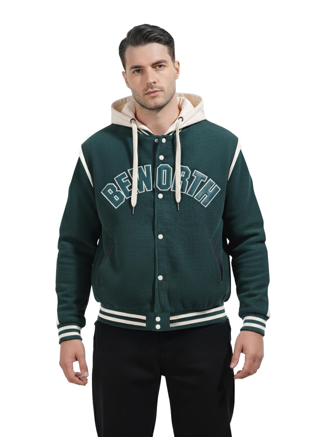 The Indian Garage Co Mens Regular Fit Long Sleeves Hooded Applique Hoodie