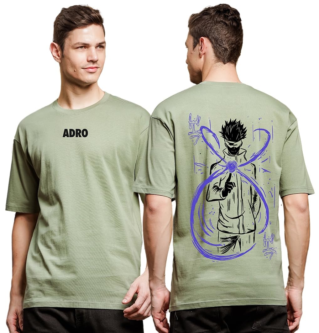 ADRO Oversize T Shirt for Men | Drop Shoulder Cotton T Shirt | Anime Oversize T-Shirt | Luffy T Shirt Gear 5| Trendy Front and B