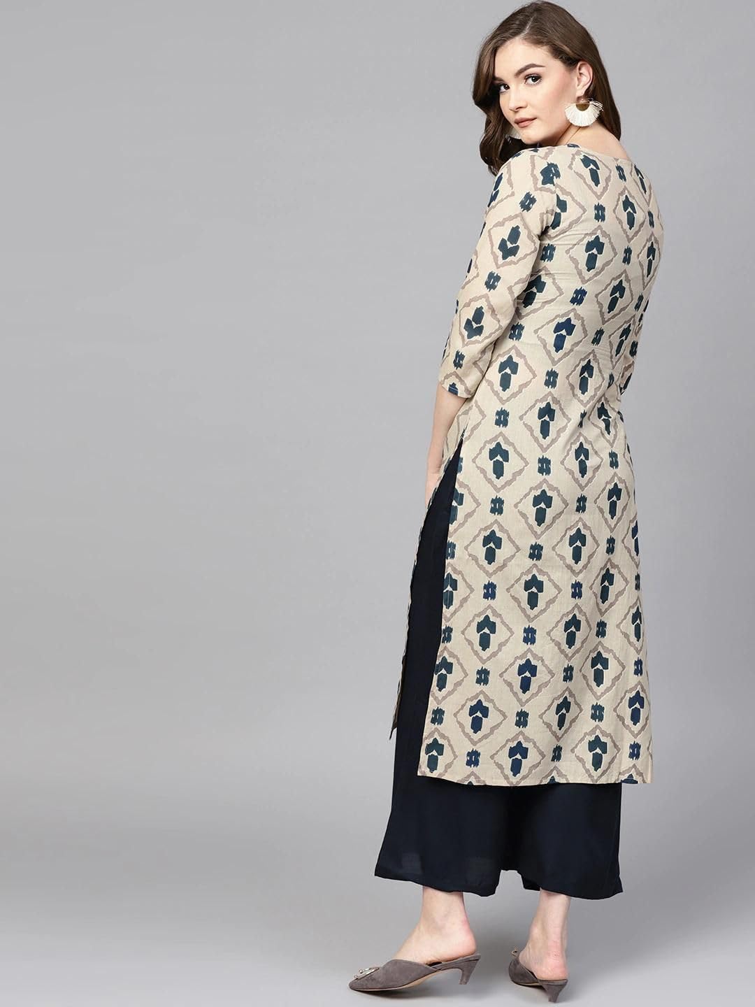 rytras Women's Cotton Printed Straight Kurta Pant Set
