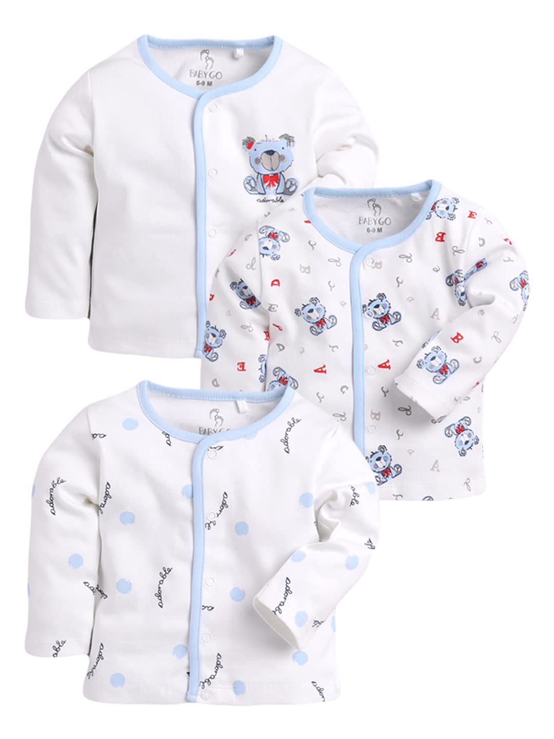 BABY GO Baby Boy 0-3M,3-6M,6-9M,9-12M Full Sleeves 100% Pure Cotton T-Shirt