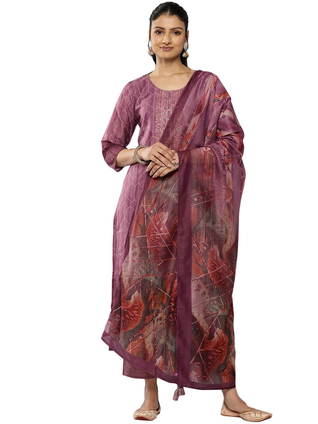 Libas Womens Silk Blend Kurta Sets (38022O_Purple