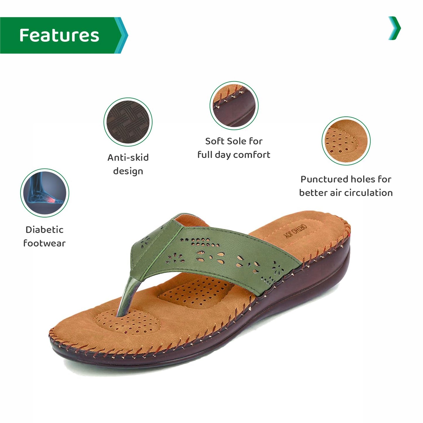 Ortho Joy Extra Soft WomenS Doctor Ortho Slippers/Flip-Flops