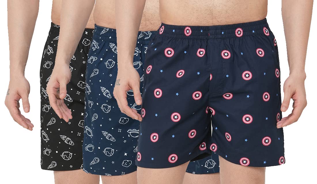 ANNI DESIGNER Mens Cotton Printed Boxer Shorts (Pack of 3) (ANL-BXR-PACK-3-AN-088_XL_Multi_ X-Large)