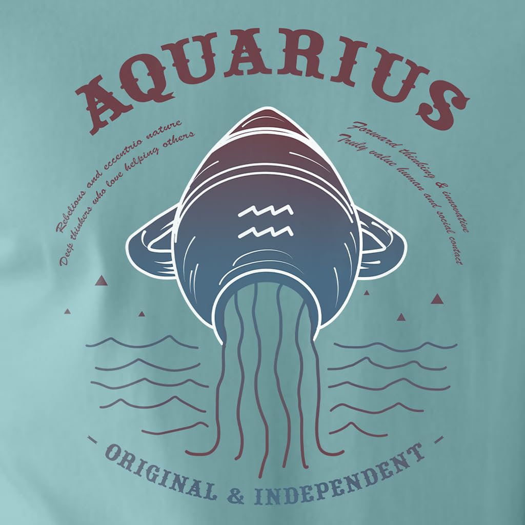 Peppyzone Mens Regular Fit T-Shirt (PZ-ZodiacAquarius6001_Sky Blue