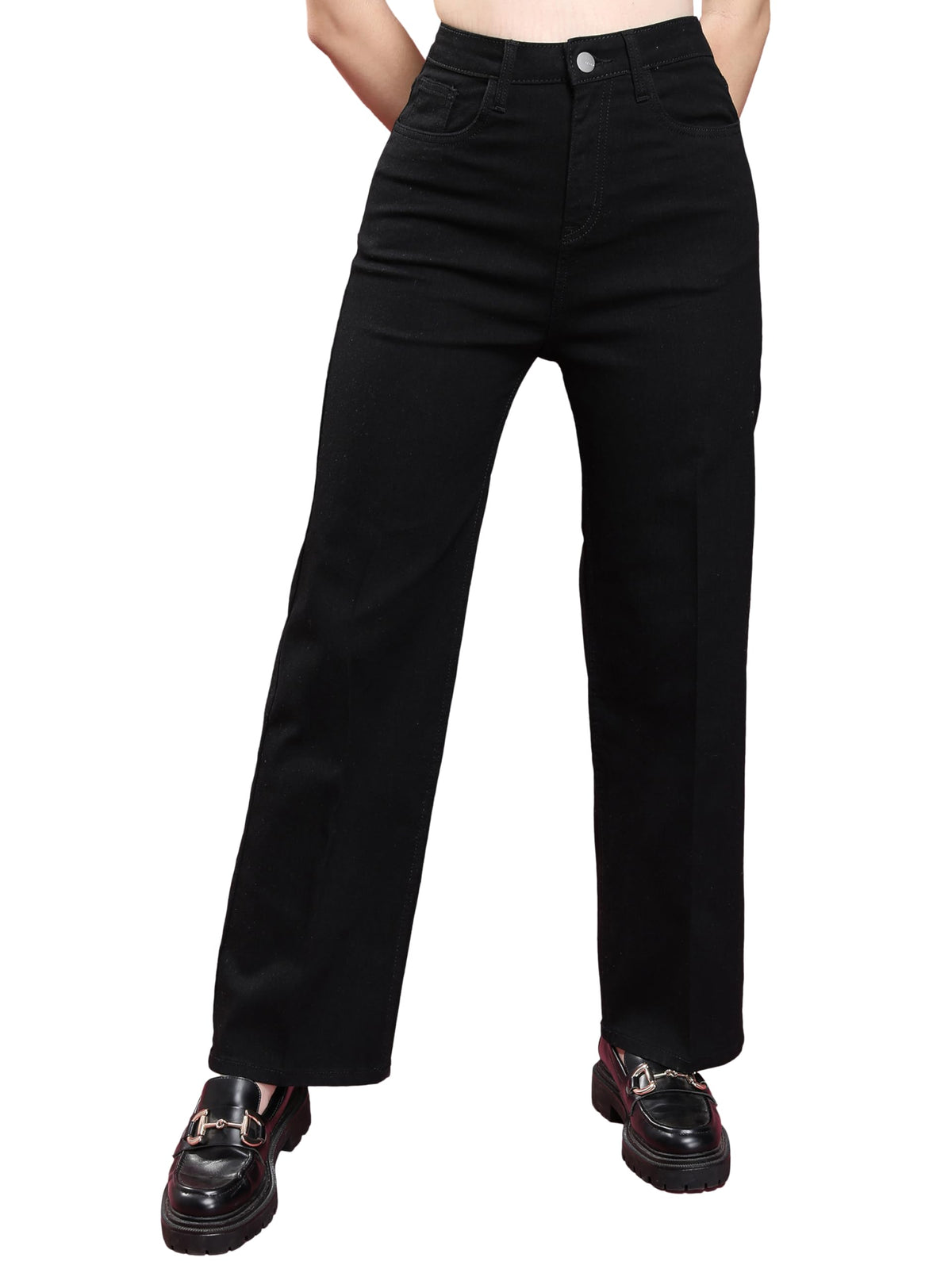 Ketch WomenS Flared Mid Rise Jeans (Pkjn000003_Black, Large