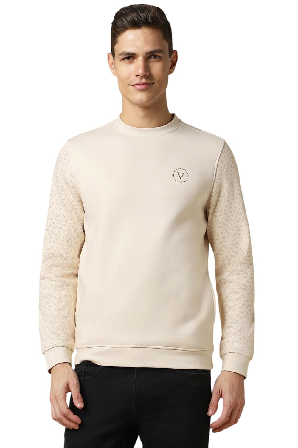 Allen Solly Men Printed Casual Cotton Full Sleeve Crew Neck T-Shirt