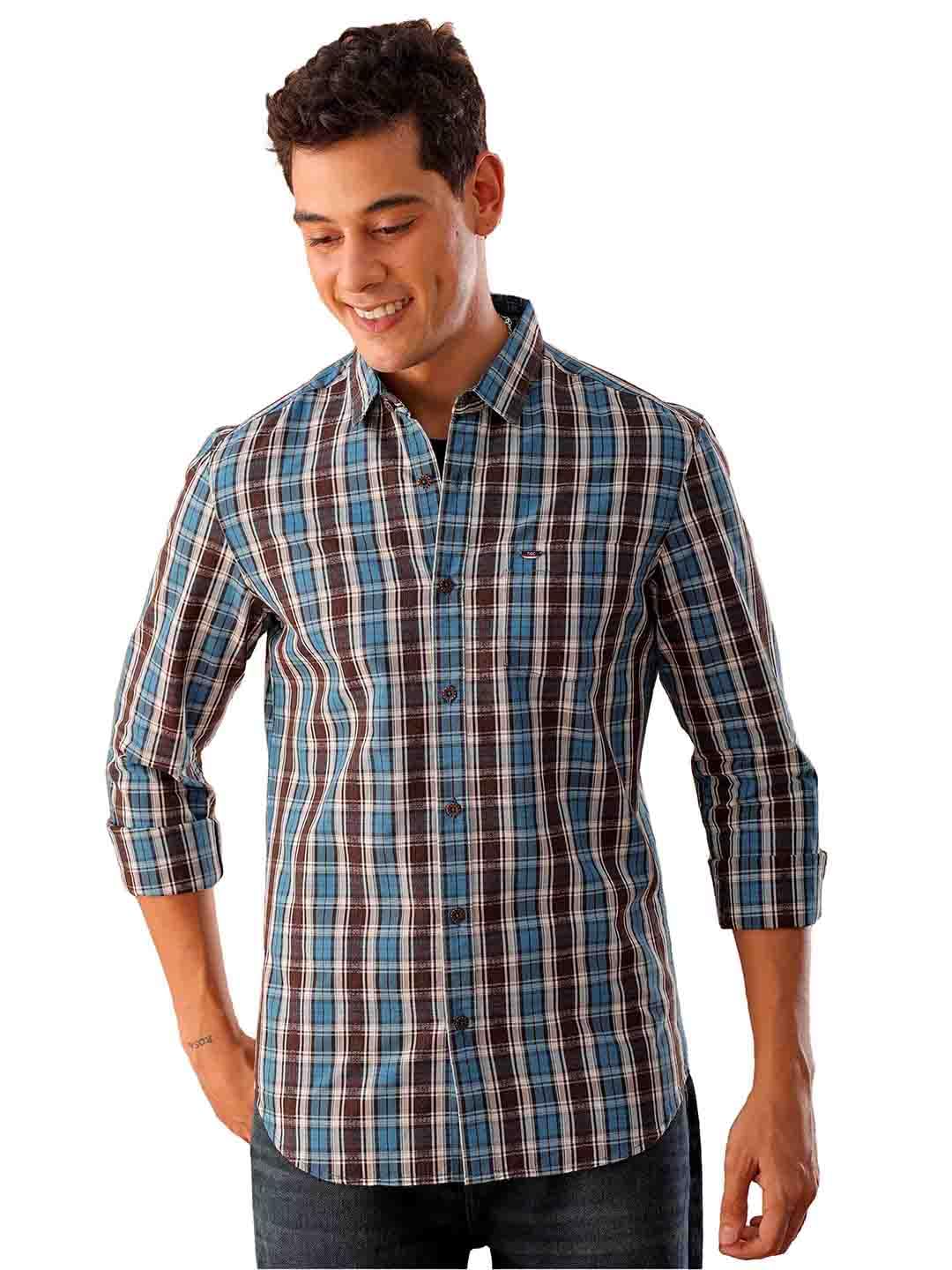 The Indian Garage Co Mens Slim Fit Shirt (1223-SHCHYD-12-01_Navy