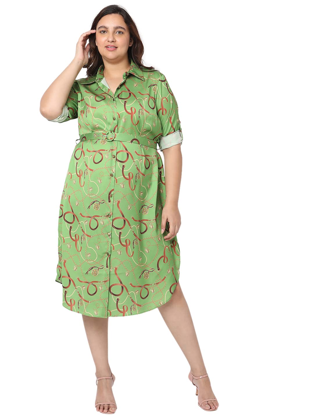 Vero Moda Curve Slim Fit Dress (262812601_Kelp_Xl) Green