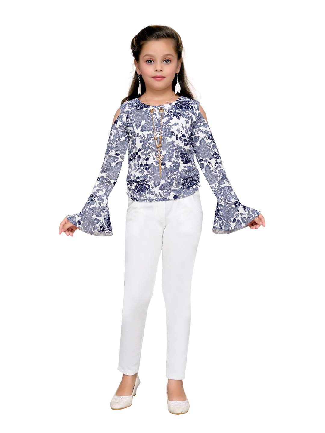 Aarika Girls Top Pant Regular Fit Nylon Top Pant Set(Dr-3018-Blue-18)