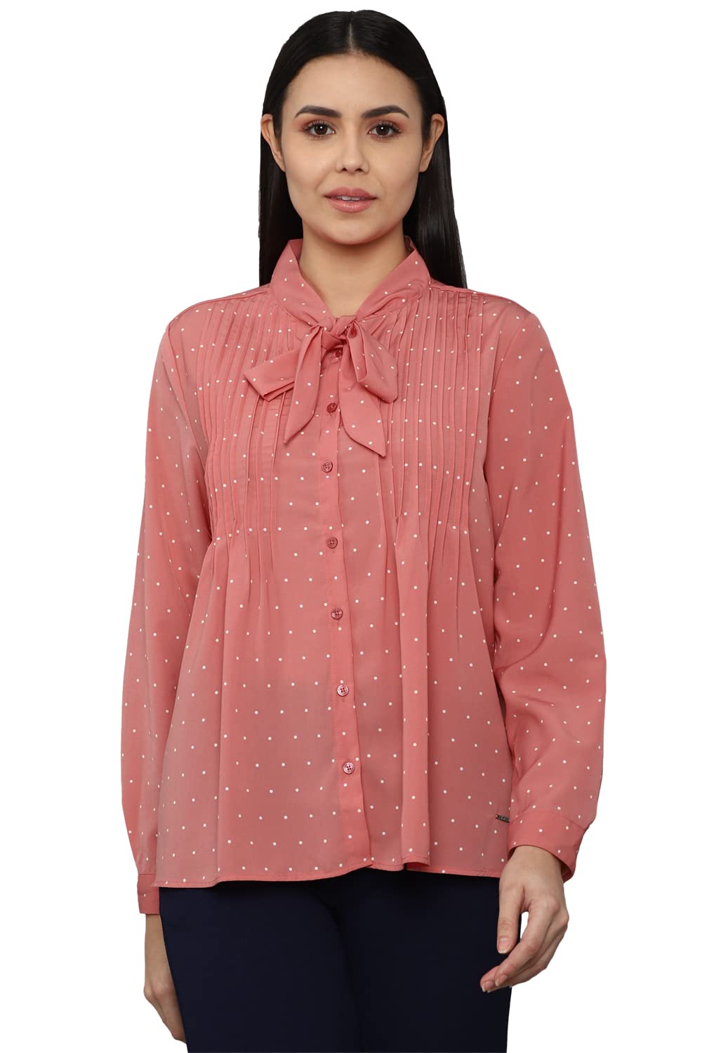 Allen Solly Women Printed Casual Cotton Full Sleeve Stretch T-Shirt