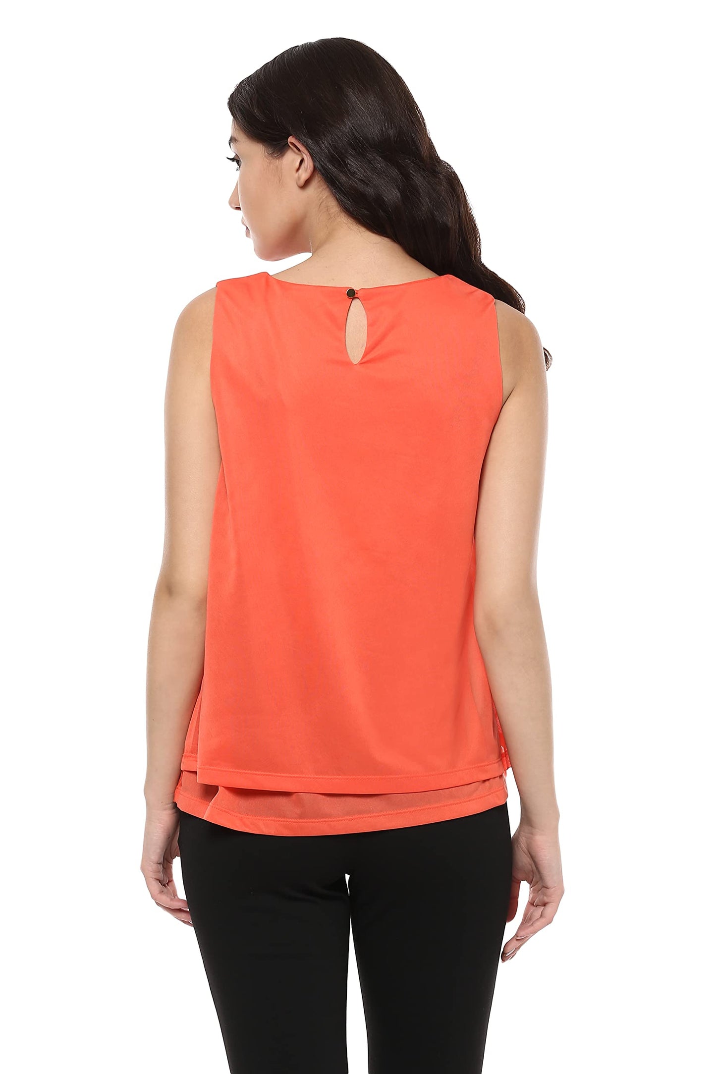 Allen Solly Women Regular Fit Solid Polyester Sleeveless Round Neck Jeans