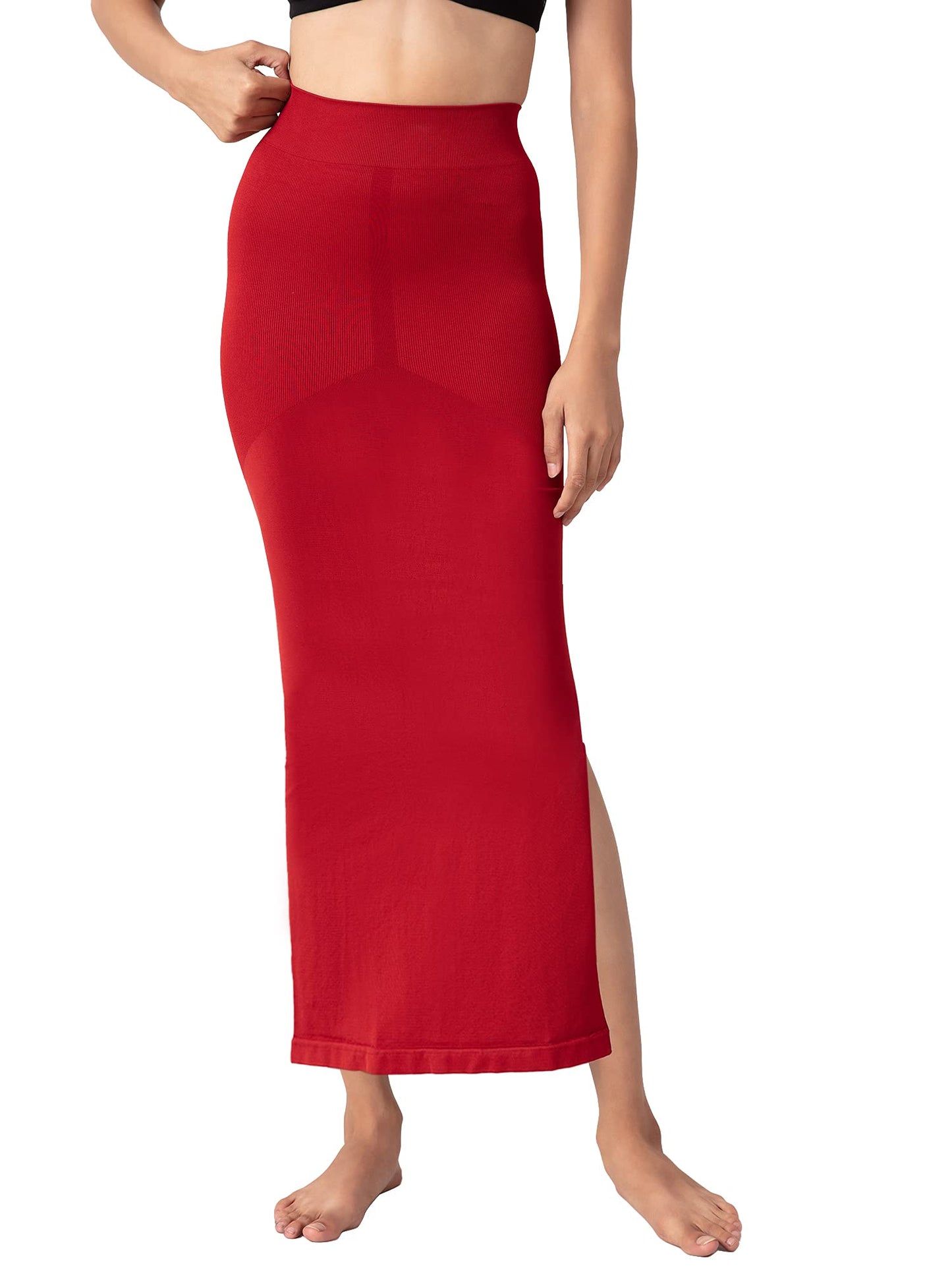 NYKD Seamless Spandex Saree Shapewear for Women PetticoatPeticote Saree Shapewear, NYSH01, Red(Dalhia), M, 1N