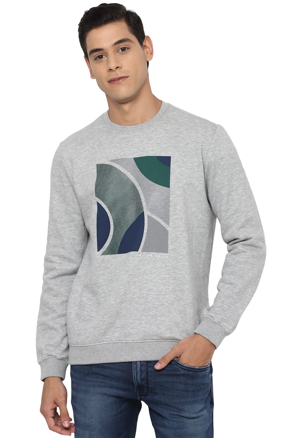 Allen Solly Men Regular Fit Casual Cotton Full Sleeve Crew Neck T-Shirt