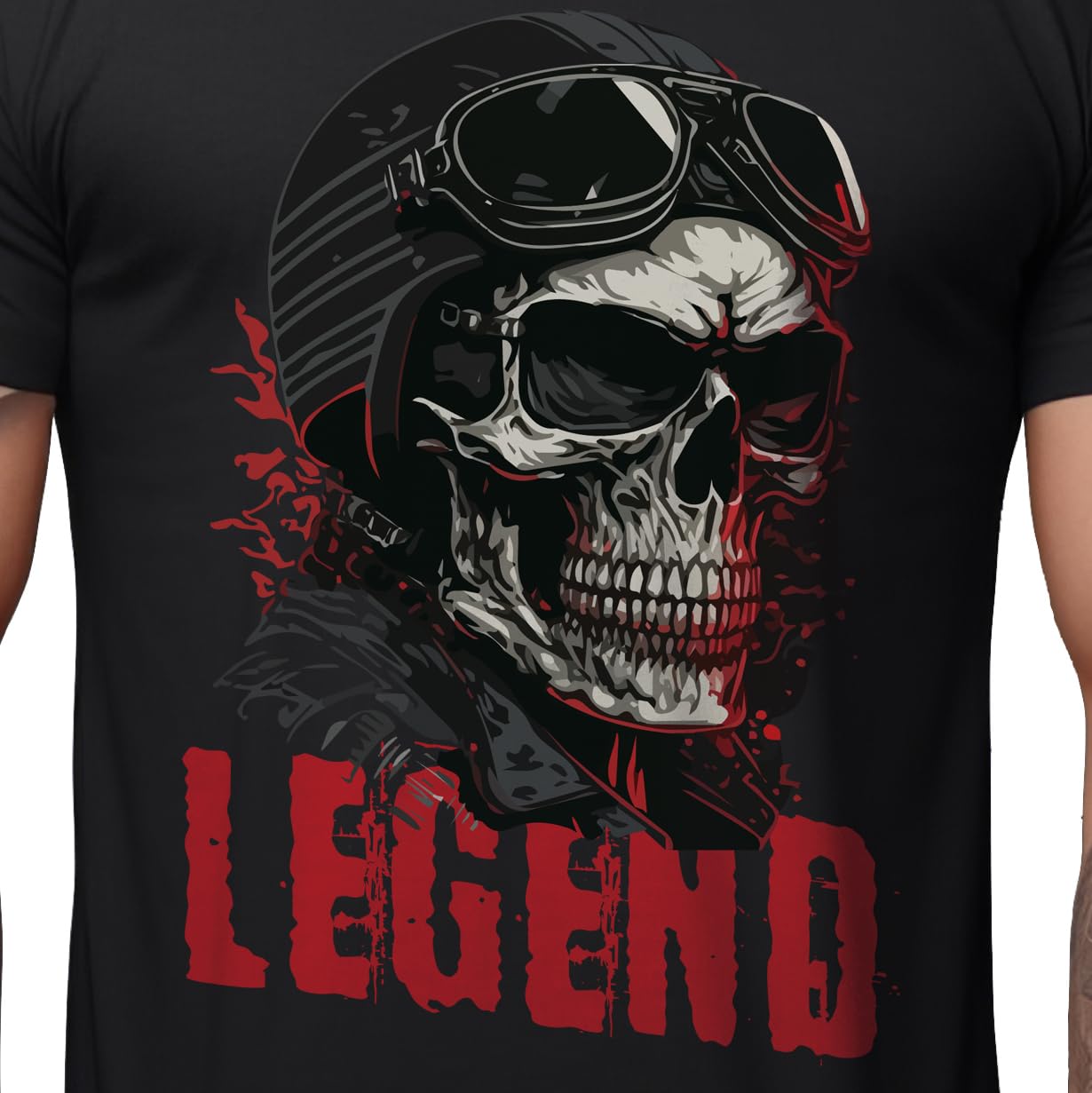 Peppyzone Mens Regular Fit T-Shirt (PZ-SkullRider132_Black5