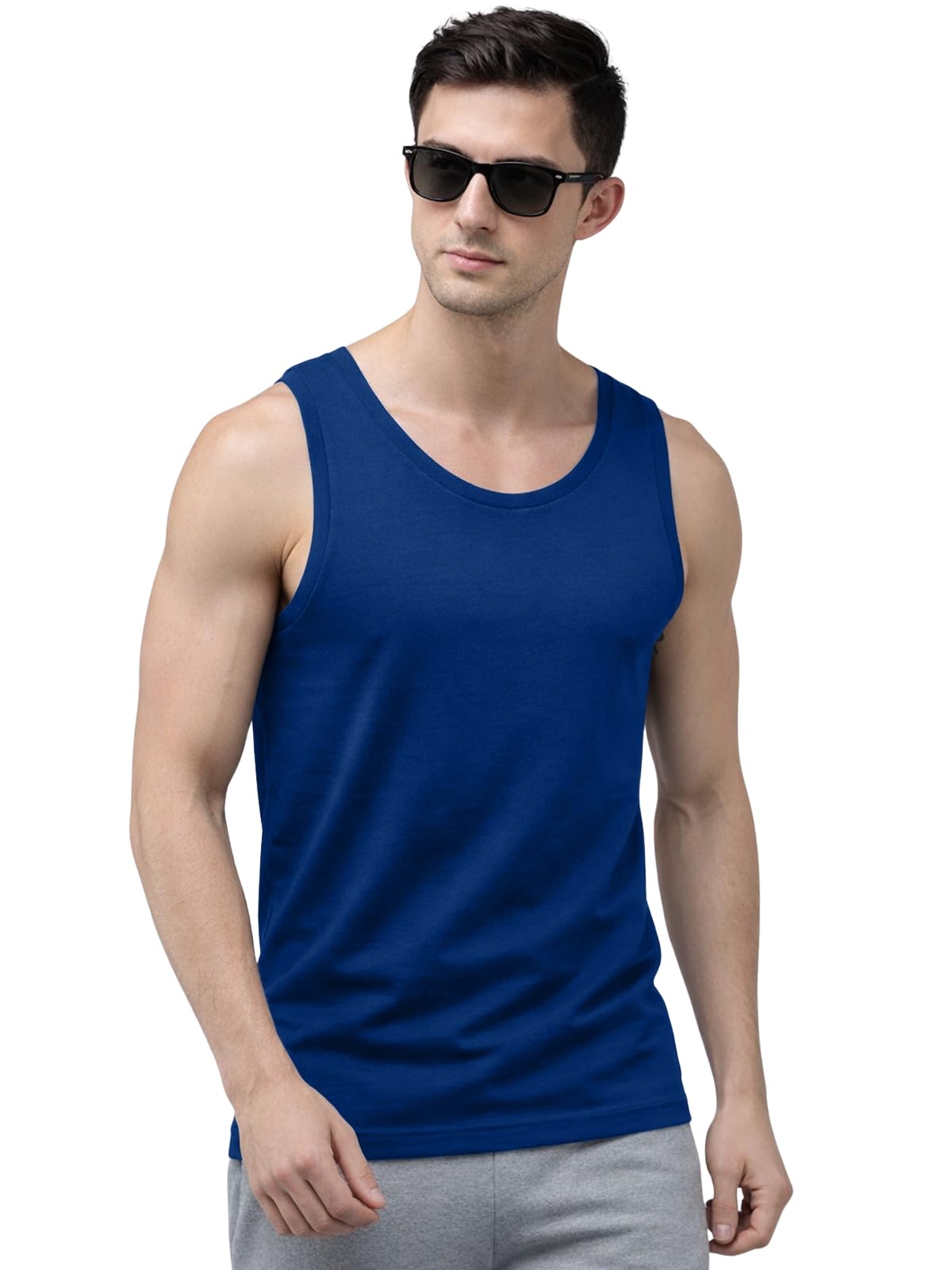 Veirdo Mens Men Sleeveless T-Shirt Solid Plain T-Shirt Cotton Sando For Beach Wear Gym Cycling Running Other Sports