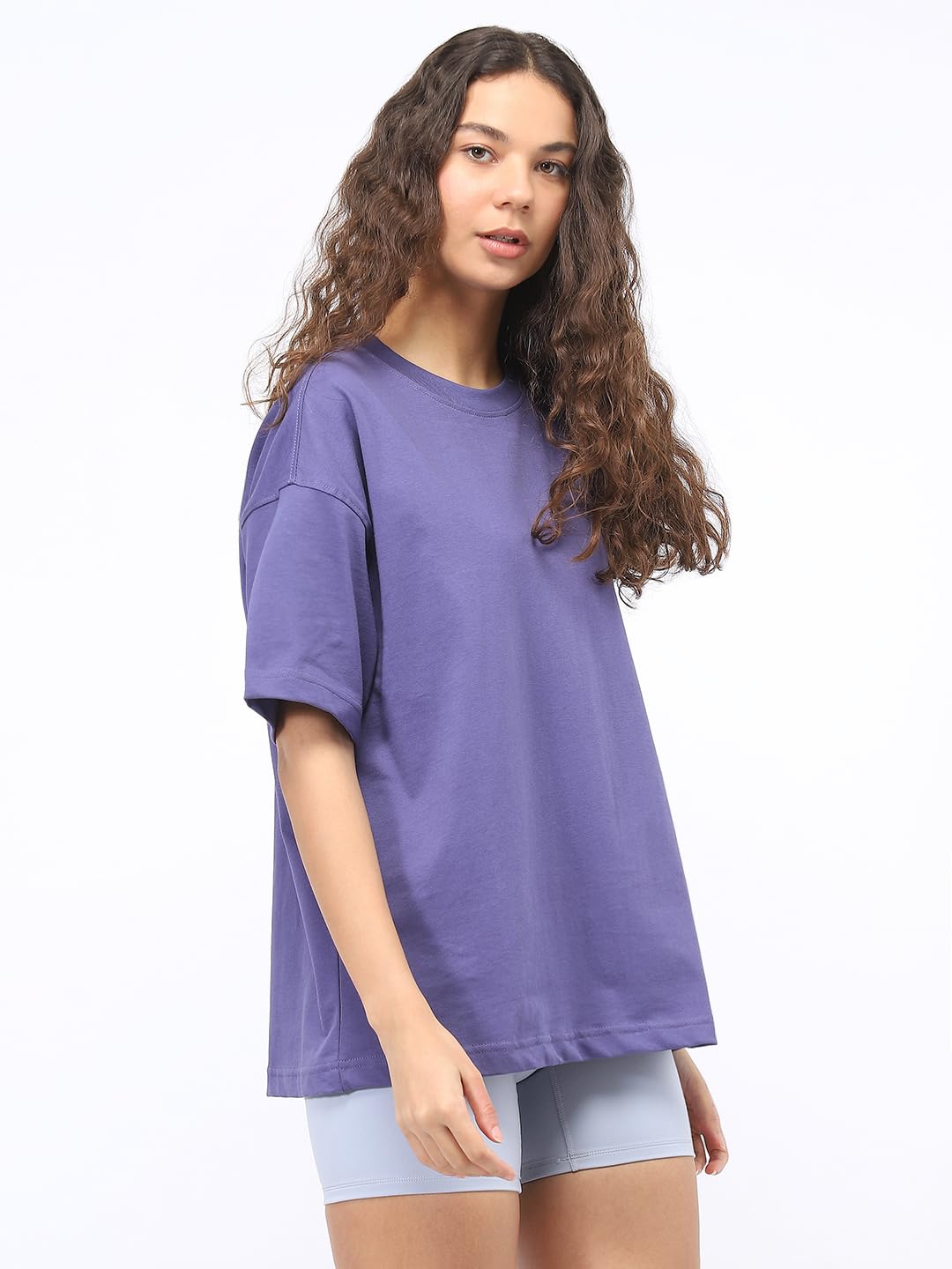 Nobero WomenS Solid Oversized Fit T-Shirt (1W-Twrt-R0040_Future Dusk