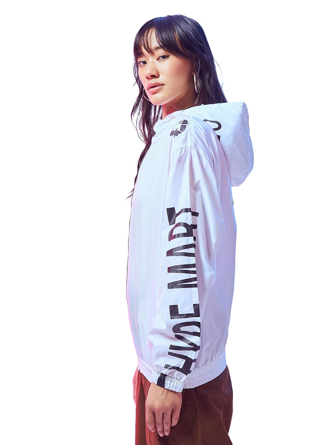 Bewakoof Air 1.0 Womens Graphic Print Oversized Plus Size Jacket_597151_White_6XL