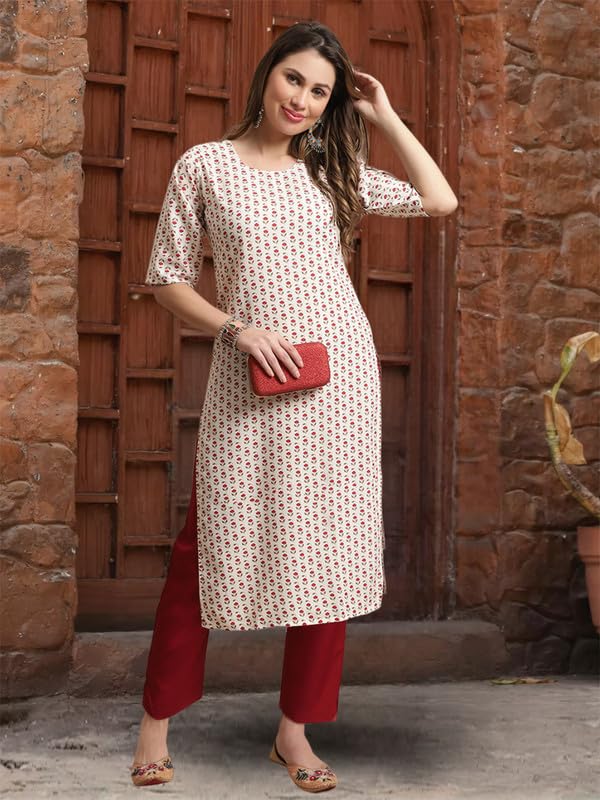 Pinkmint Printed Crepe Kurta Set for Women's Trendy Kurta Set Stylish Kurti & Pant Set for Women's