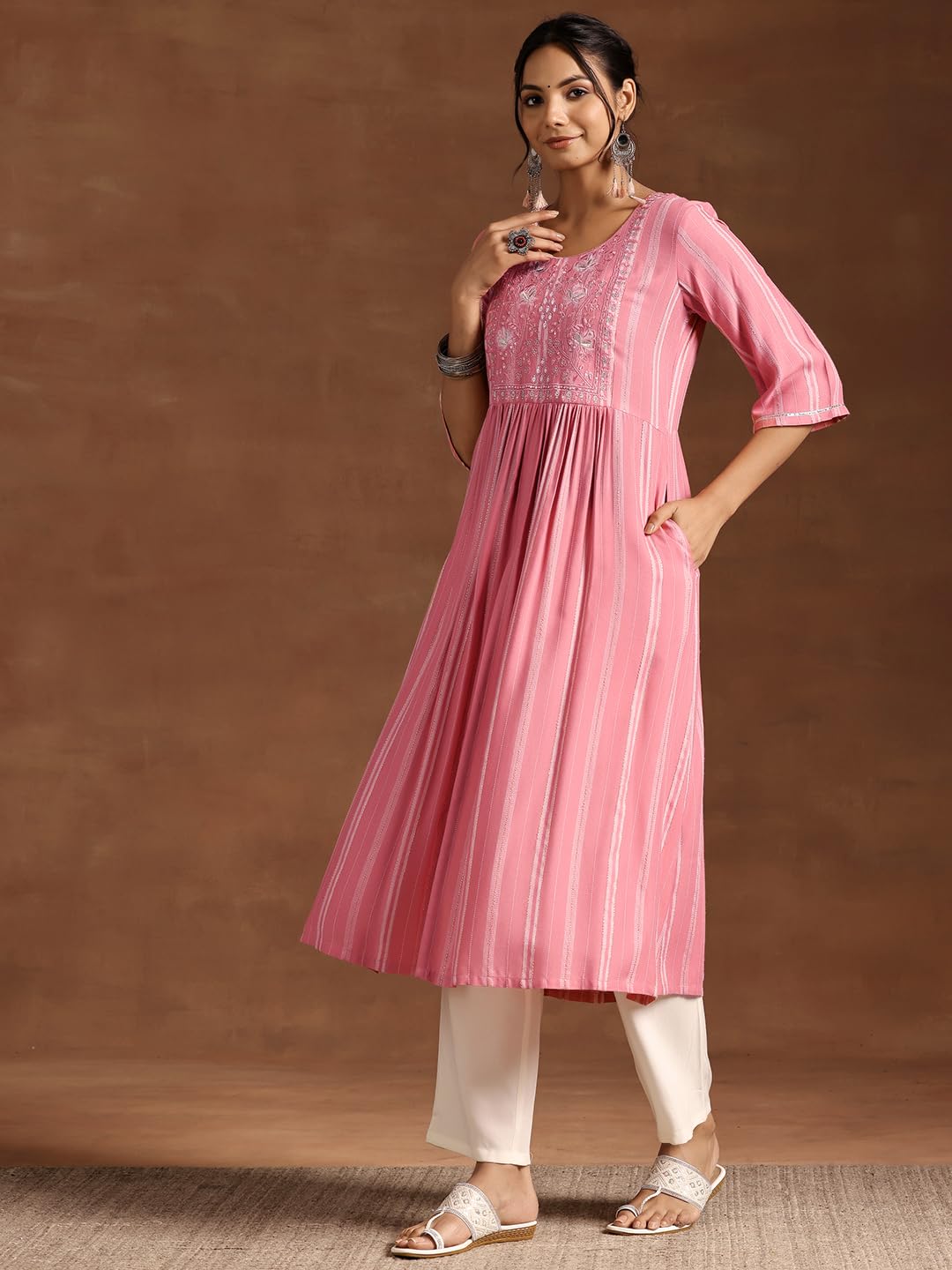 Libas Women's Rayon Woven Design A-Line Kurta